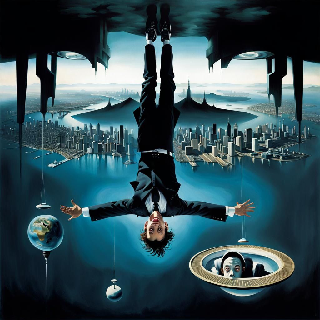 Surreal Upside Down Dreamscape in Magic Realism Style