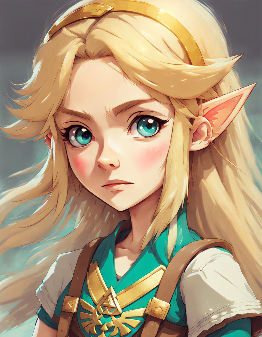 Cute Zelda Manga Portrait with Pastel Colors