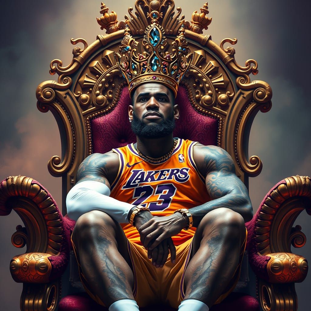 Lebron James as Regal King on Throne