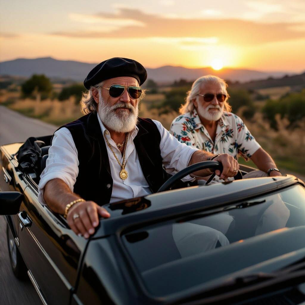 GTA SA Style Car Chase in Sardinian Countryside at Sunset