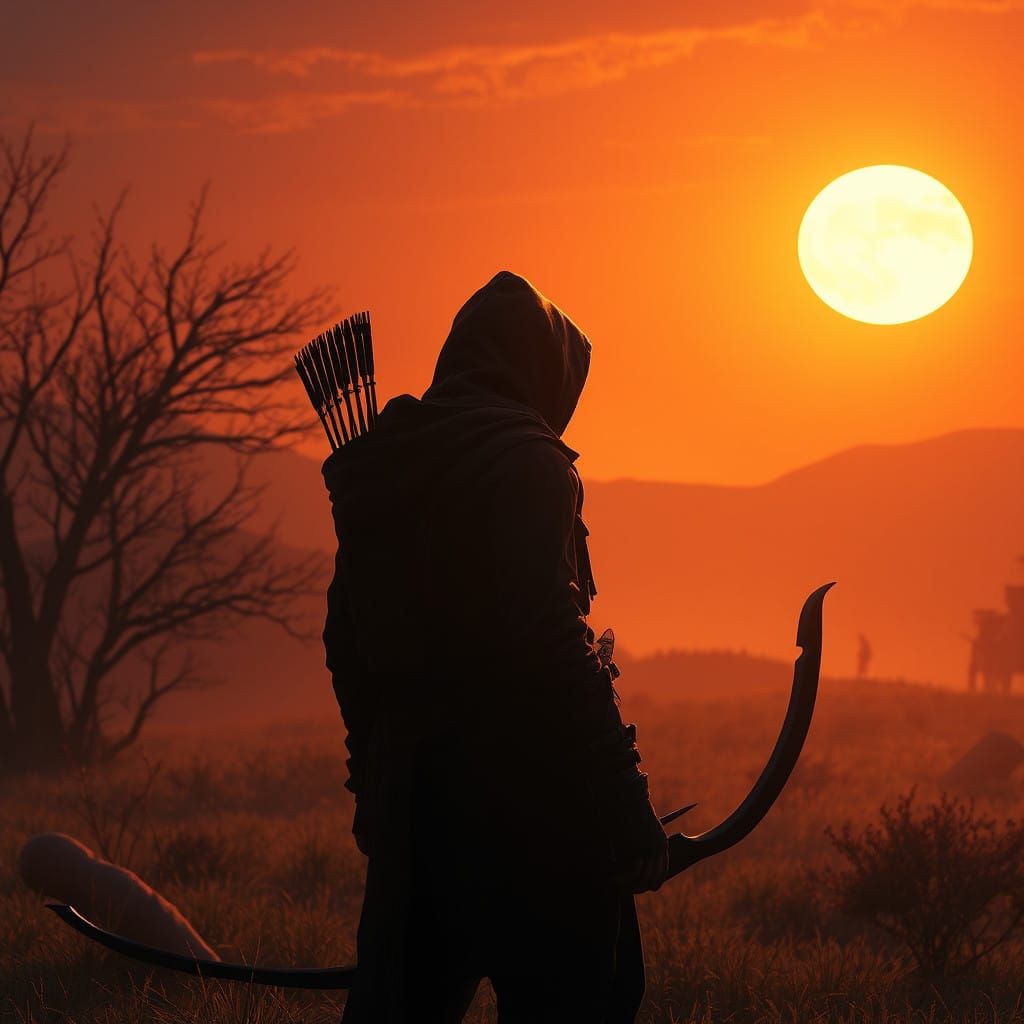 Ethereal Archer Basks in Golden Sunset Glory