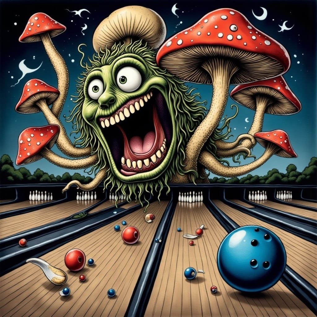 Surreal Cyberpunk Scene with a Screaming Monster and Crazy M...