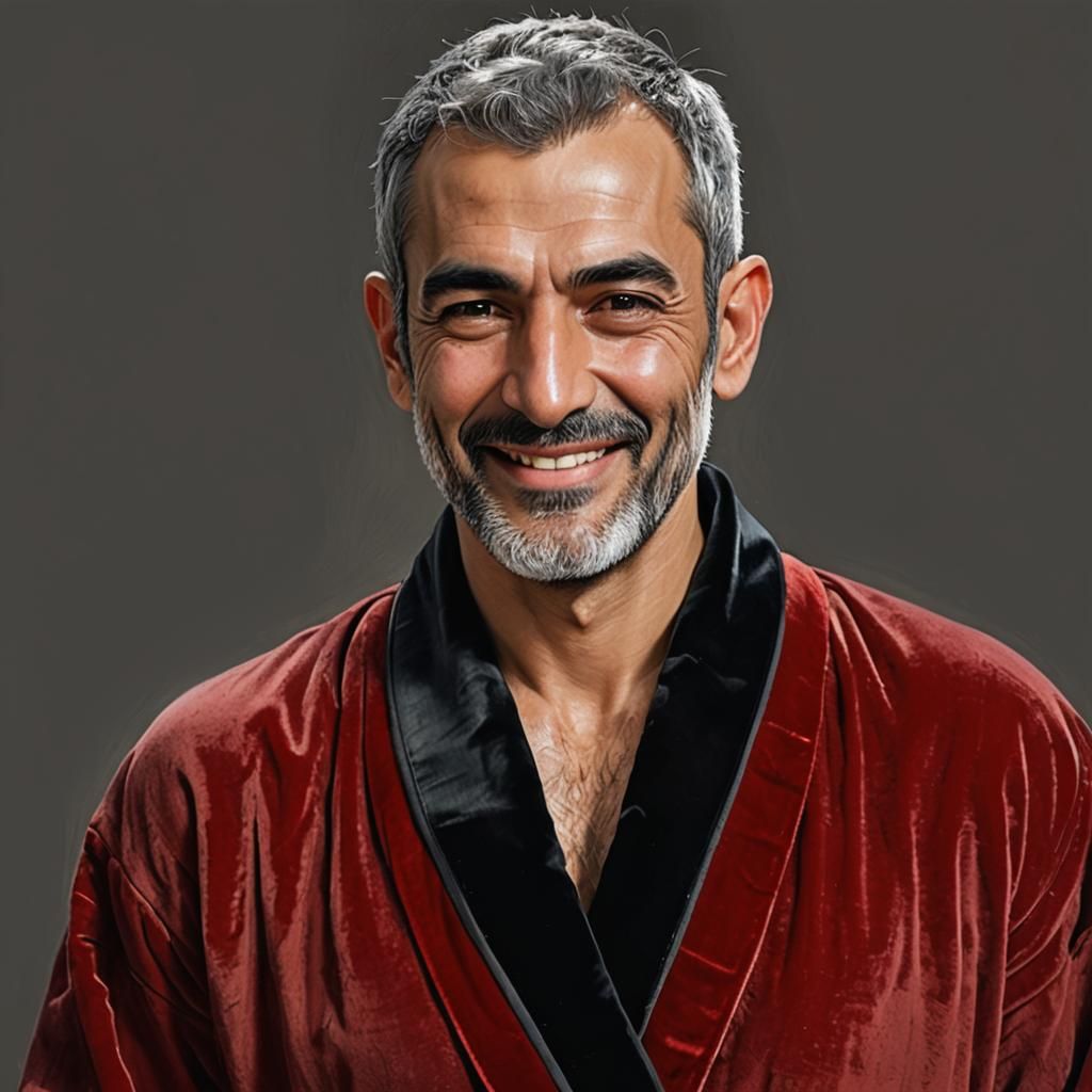 Radiant Man in Red Velvet Robe