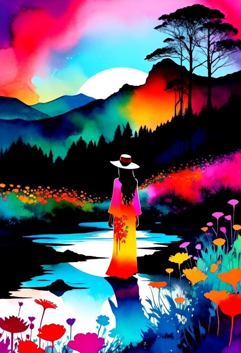 Psychedelic Gypsy Woman Watercolor Art