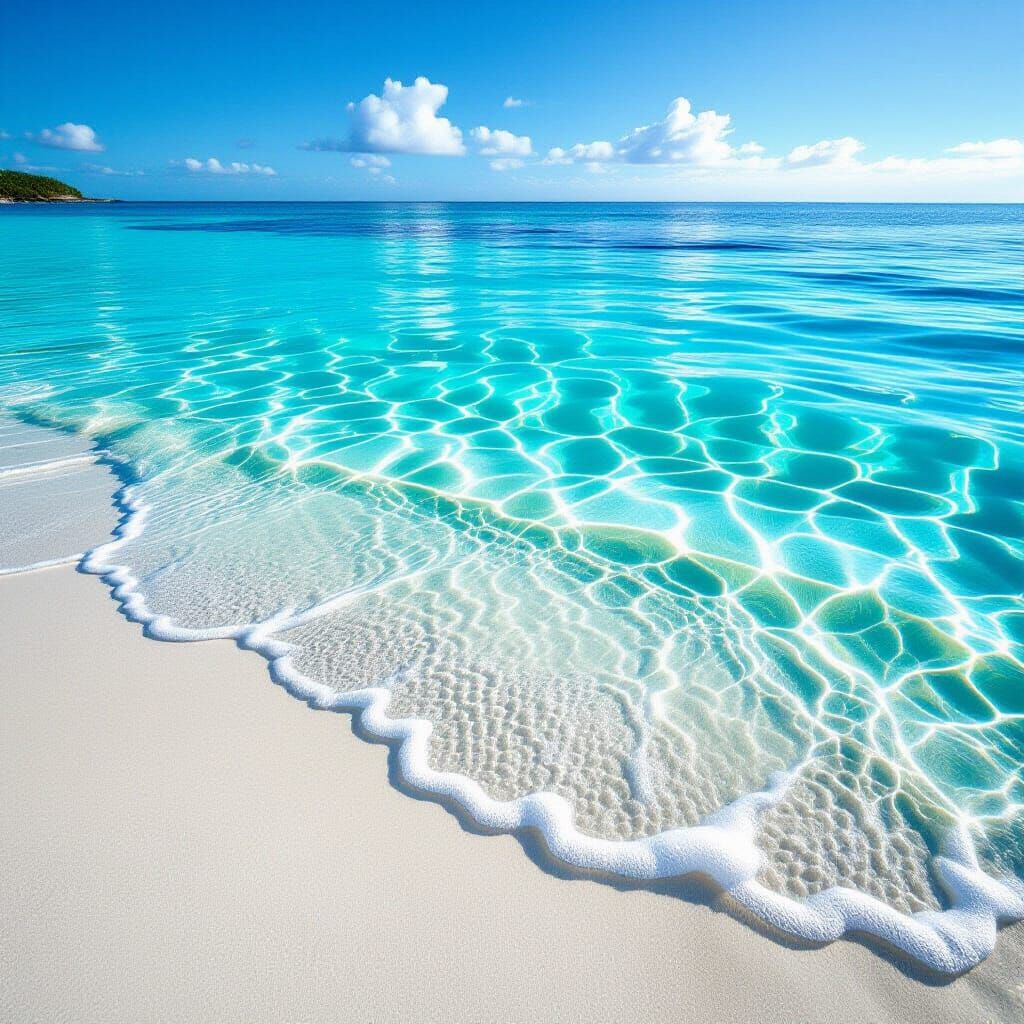 Crystal Clear Ocean Water on White Sand Beach