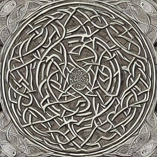 Mystical Celtic Landscape with Knots and Symbols