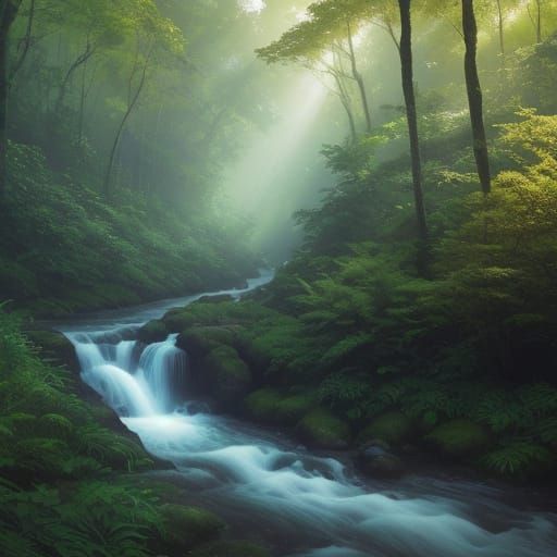 Serene River Landscape Digital Matte Painting