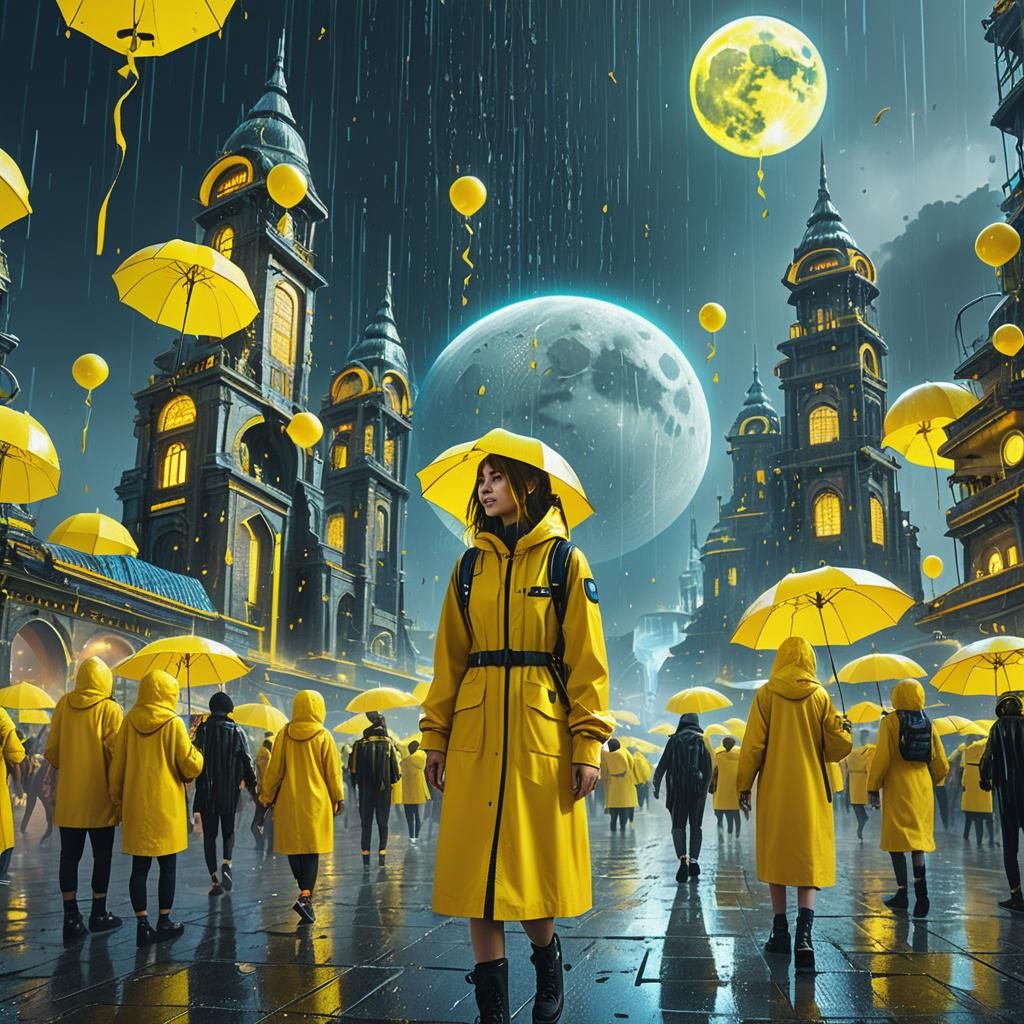 Io Moon City Celebration in Digital Art Style