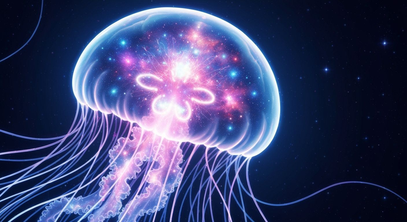 Cosmic Jellyfish in Nebula Colors