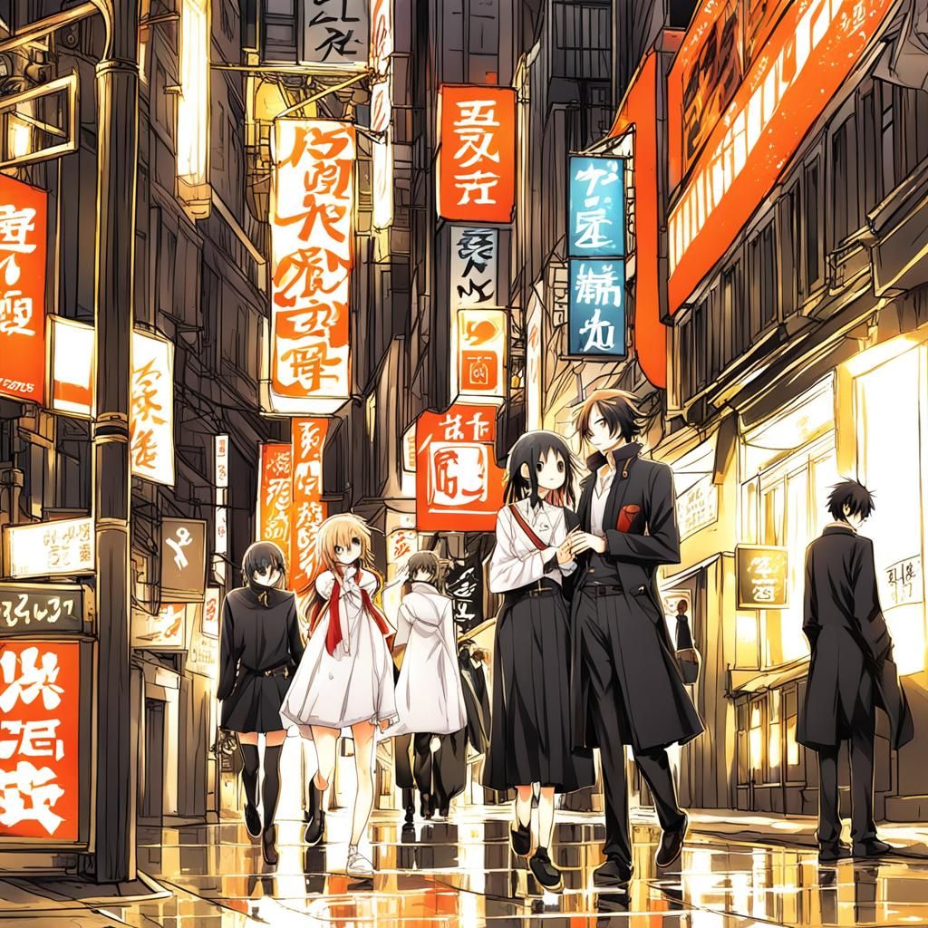 Romantic Anime Scene in Japanese Manga Style