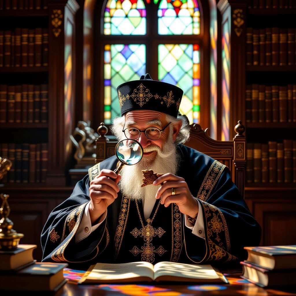 Rabbi in Study, Rembrandt and Miyazaki Style