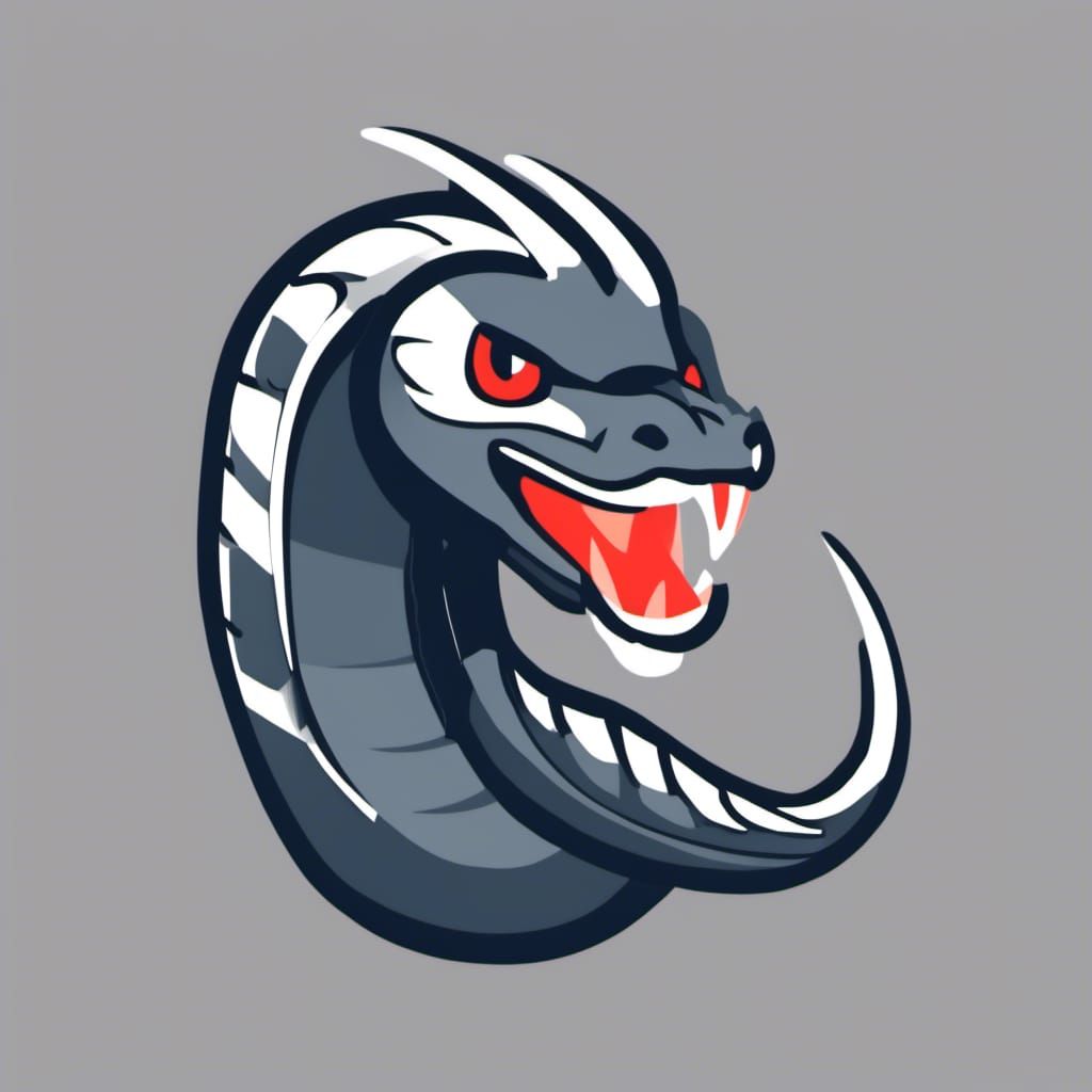 Furious White Cobra Icon in Simplistic Style
