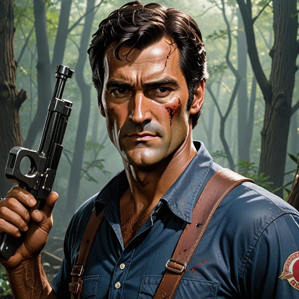 Ash Williams in Cyberpunk Style