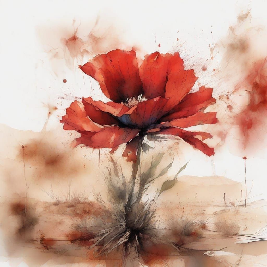 Desert Flower Blooms in Red Mesa Landscape