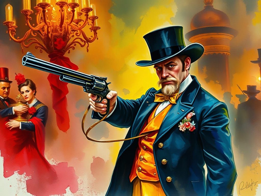 Mysterious Colonel in a Haunting Ballroom Scene