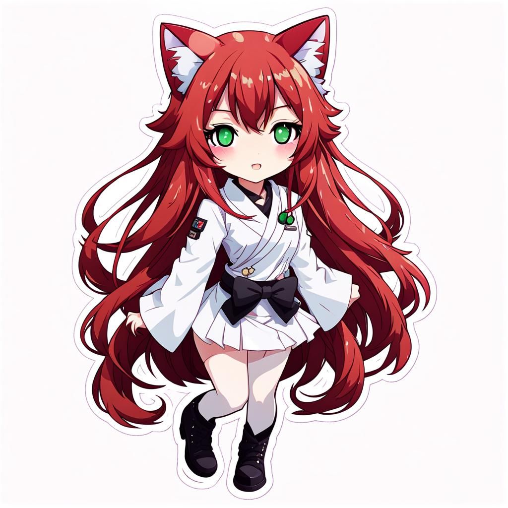 Kawaii Nekomimi Karate Girl Sticker Design