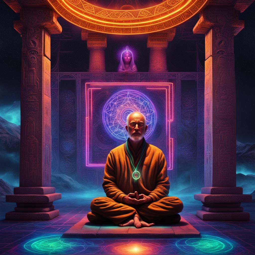 Neon Druid in Cosmic Meditation