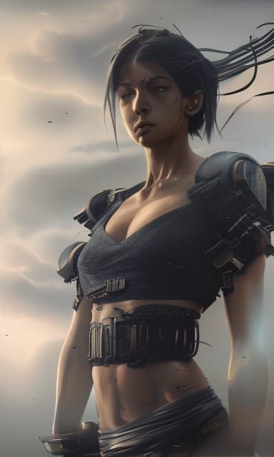 Hyperrealistic Muscular Woman in Gym, Detailed Matte Paintin...