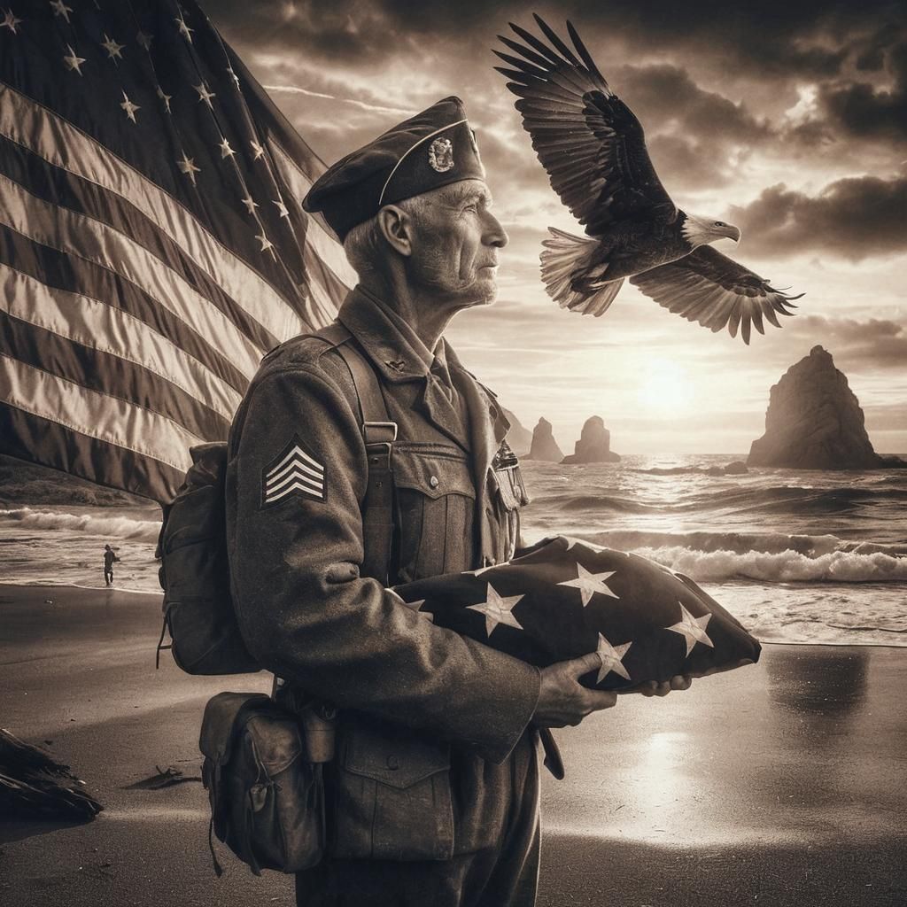 American Veteran Honors Armistice Day: Vintage Photograph