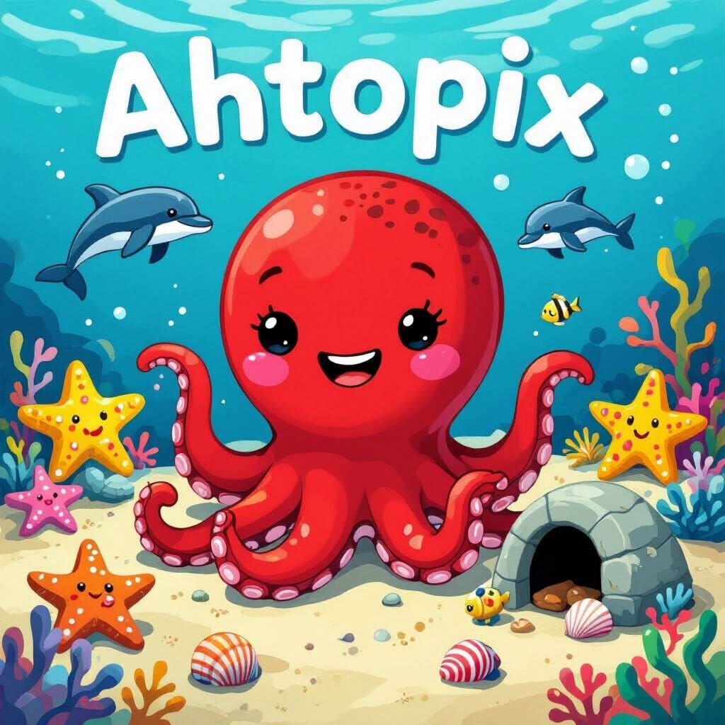 Playful Octopus in Vibrant Ocean Scene