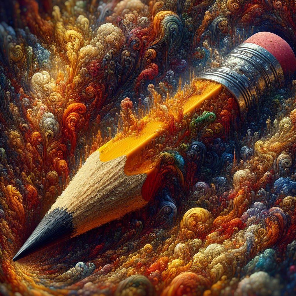 Fantastical Matte Painting of a Surreal Pencil