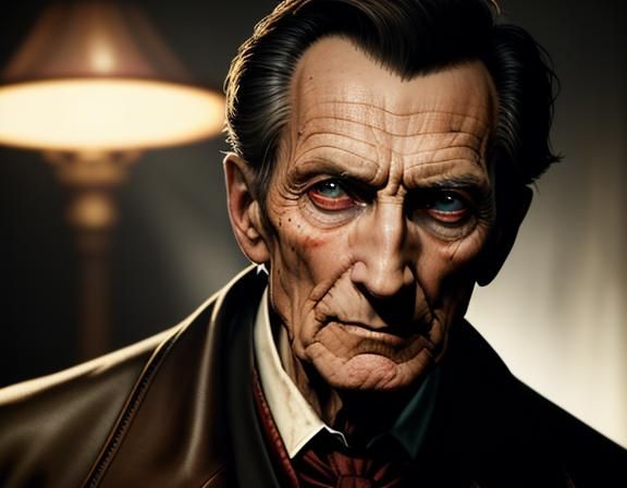 Peter Cushing as Van Helsing in Hammer Horror Style