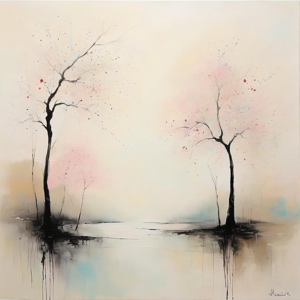 Minimalist Whimsical Painting: Elegant Subtle Masterpiece