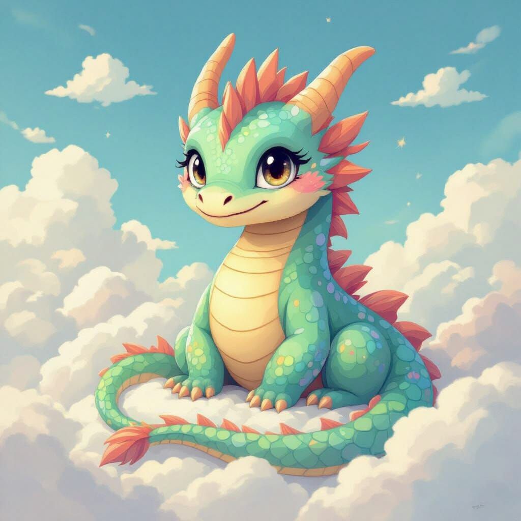Pastel Dragon in Whimsical Animated Style