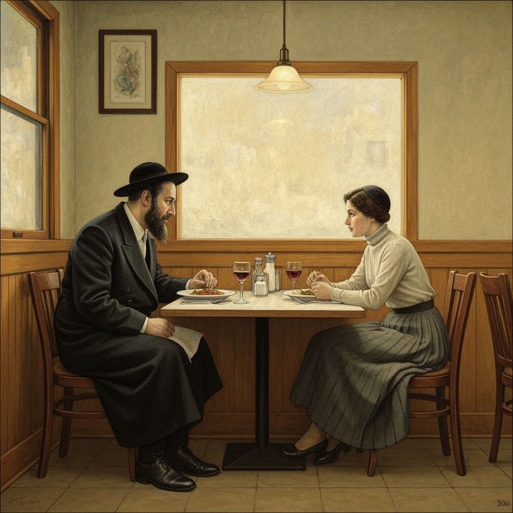 Intimate Kosher Restaurant Scene in Painterly Style