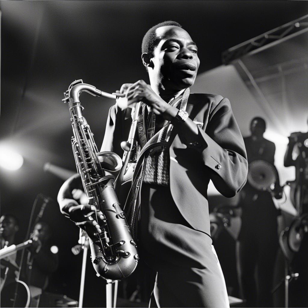 Musician on Stage Playing Saxophone
