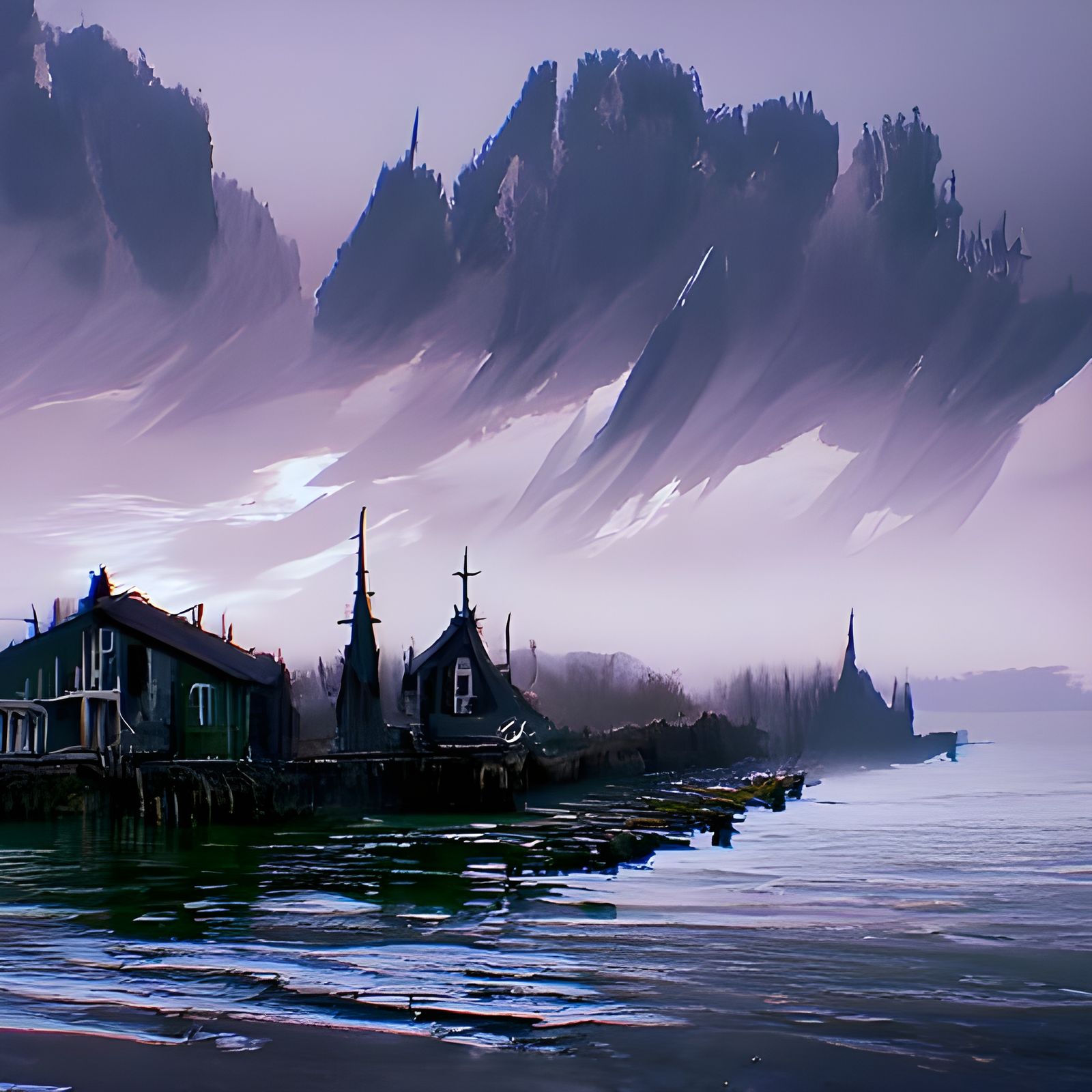 Gothic Fishing Village Concept Art in Unreal Engine