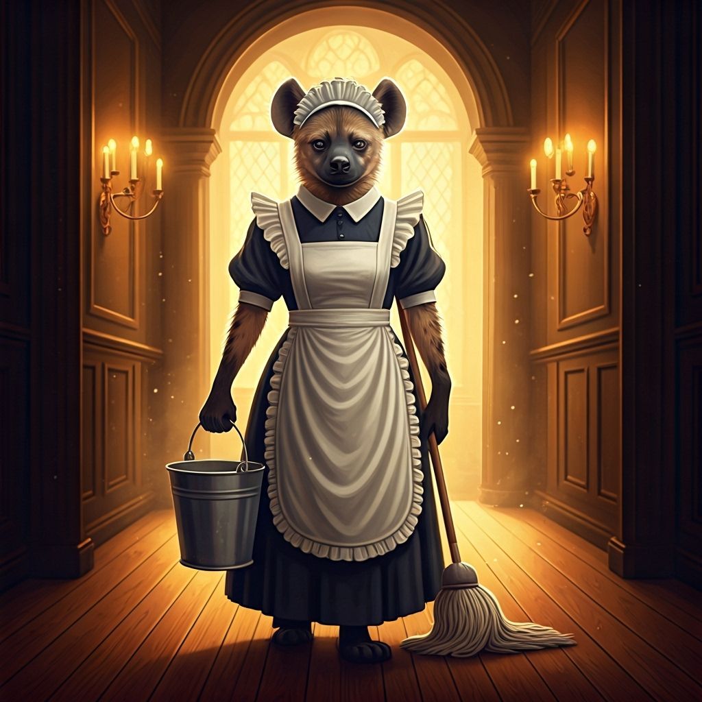 Hyena Maid in Elegant Manor, Painterly Style