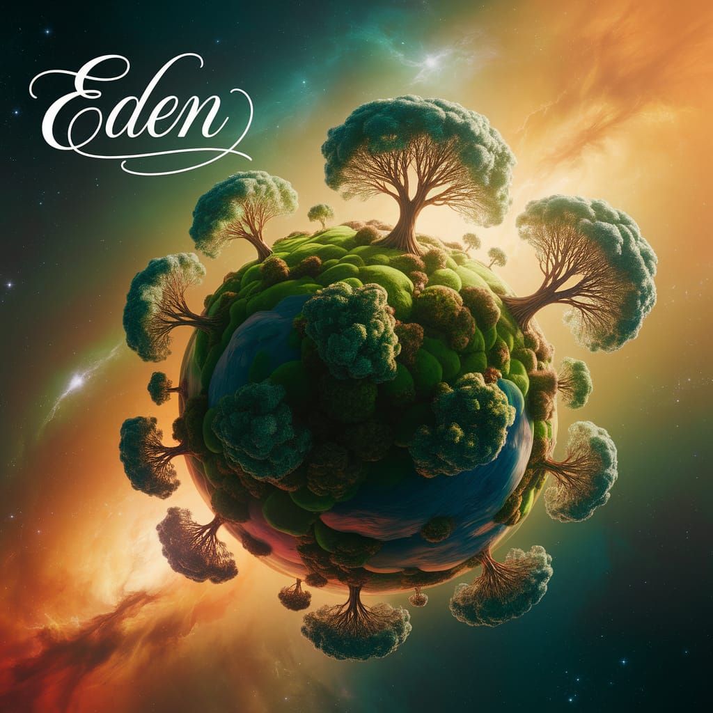 Lush Planet Eden in Space: Digital Art