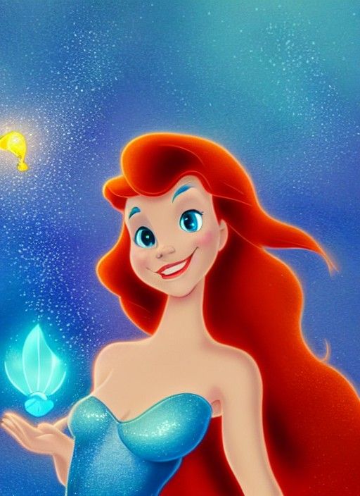 Ariel with Crystalline Seashell, Art Nouveau Style