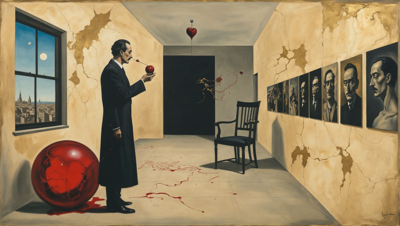 Surrealist Painting of a Distorted Man in Dali Style