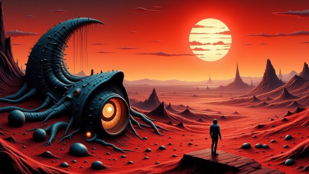 A lone astronaut discovers an alien planet