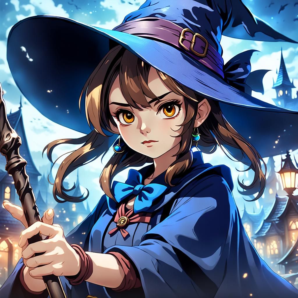 Anime Witch with Wand in Fantasy Art Style