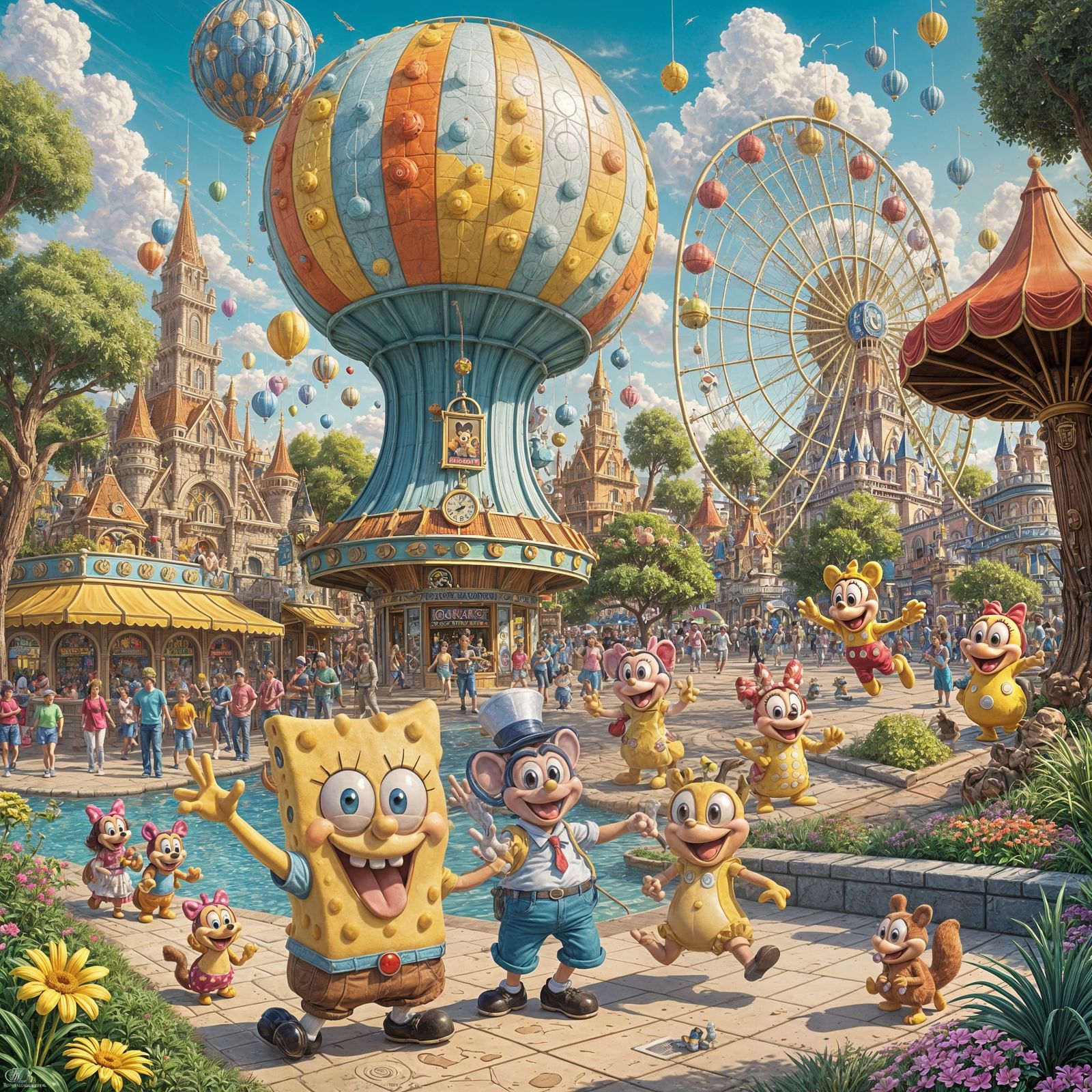 Sponge Bob and Sandy at Disneyland: Comic Art