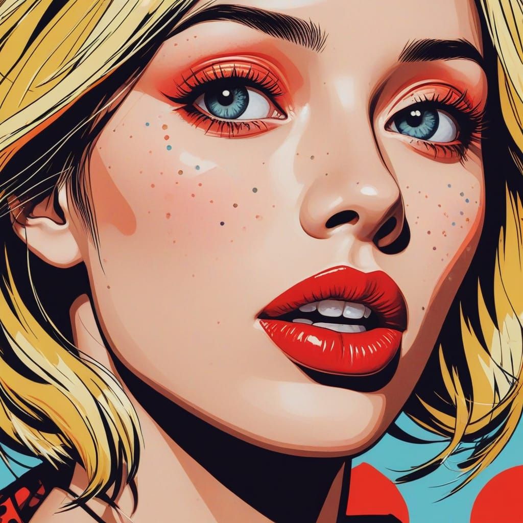 Bold Anime-Inspired Close-Up of a Woman's Lip