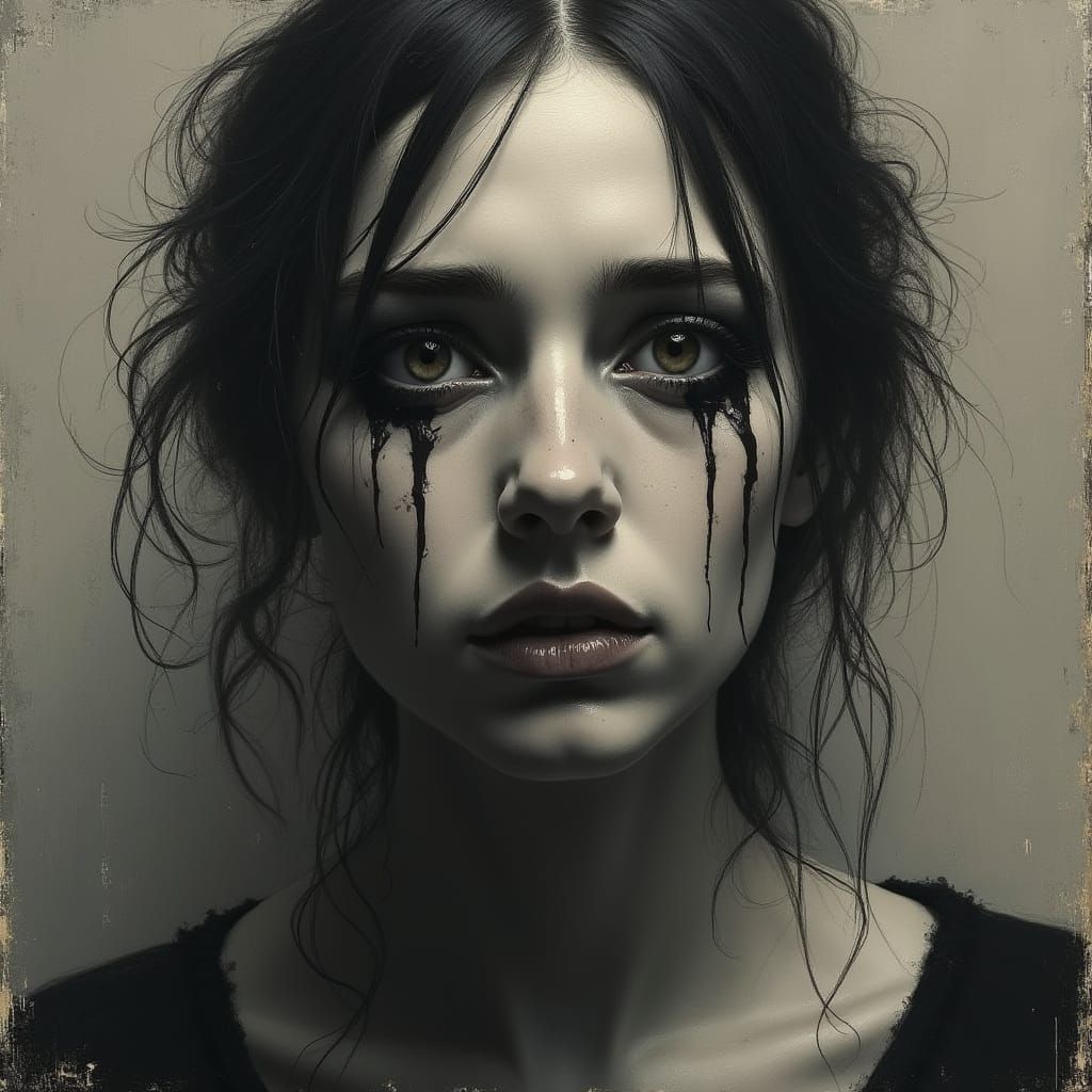 A Woman's Tormented Soul in Haunting Expressionist Portrait