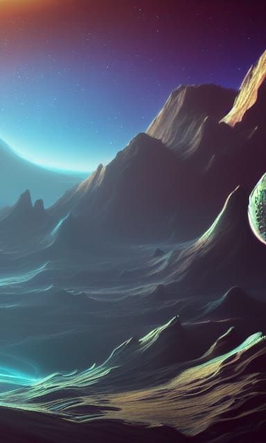 Detailed Cosmic Landscape Matte Painting