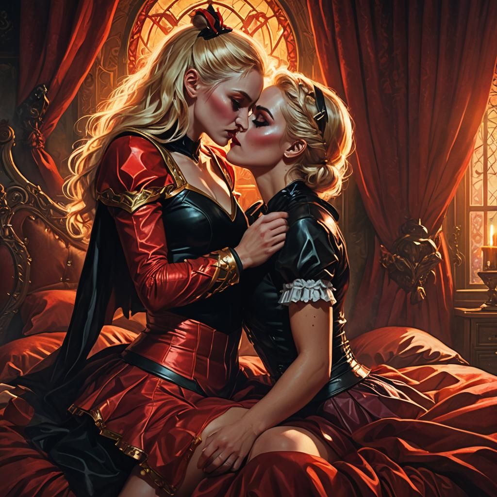 Superheroine and Witch Kiss: Surreal Fantasy Art
