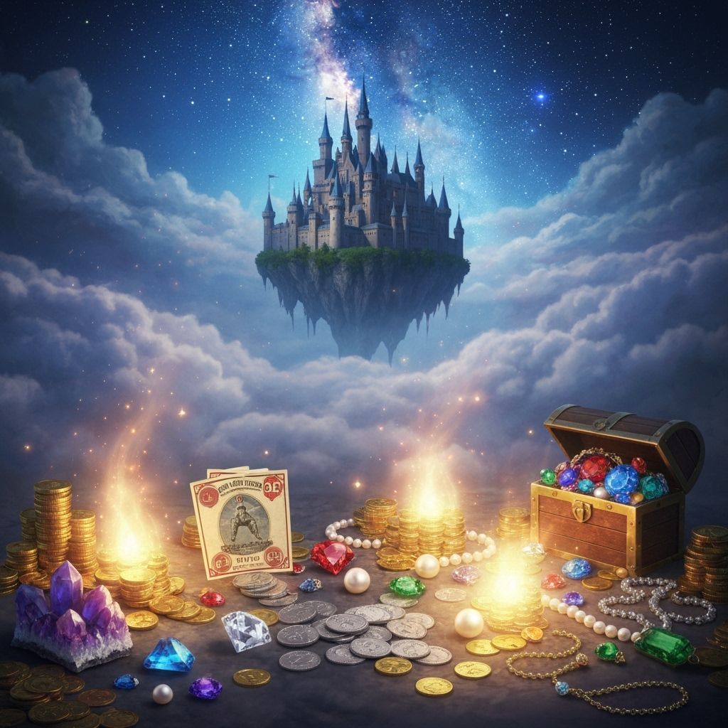 Grand Floating Castle Amidst Starry Clouds