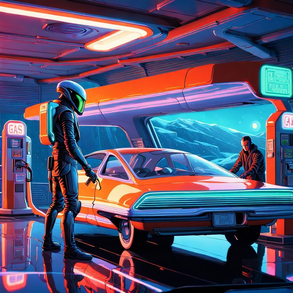 Xenomorph Gas Station Attendant in Retro Future