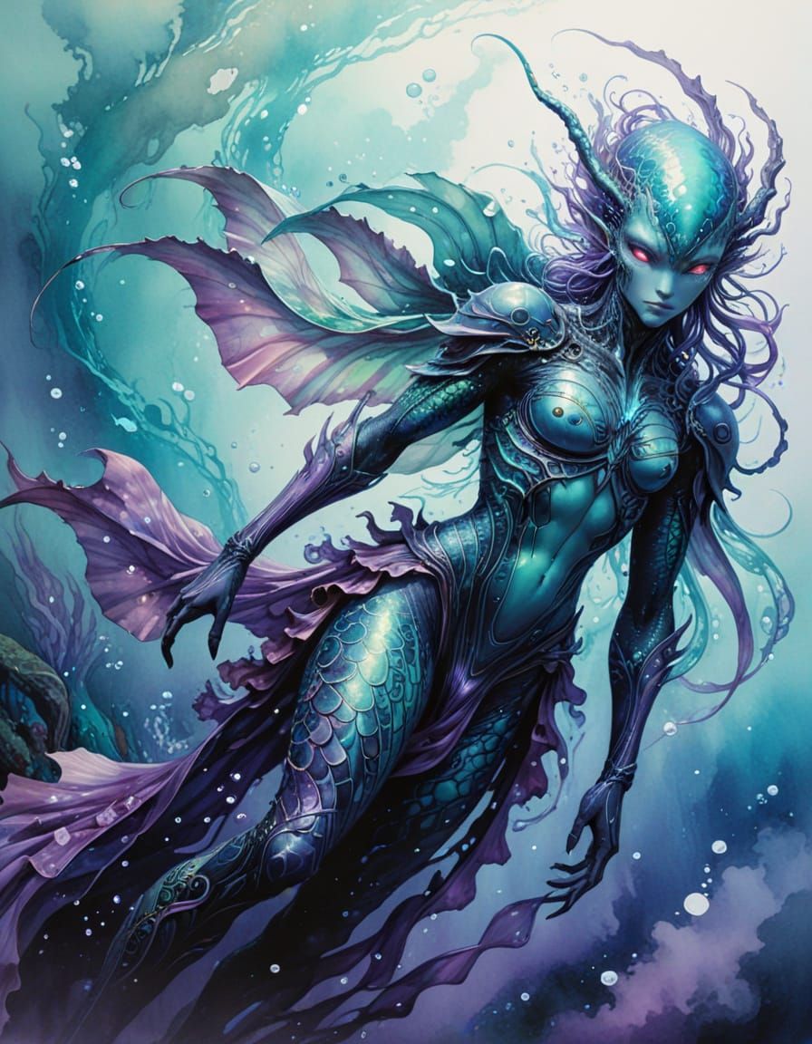 Enchanting Water Alien Hybrid in Vibrant Underwater World