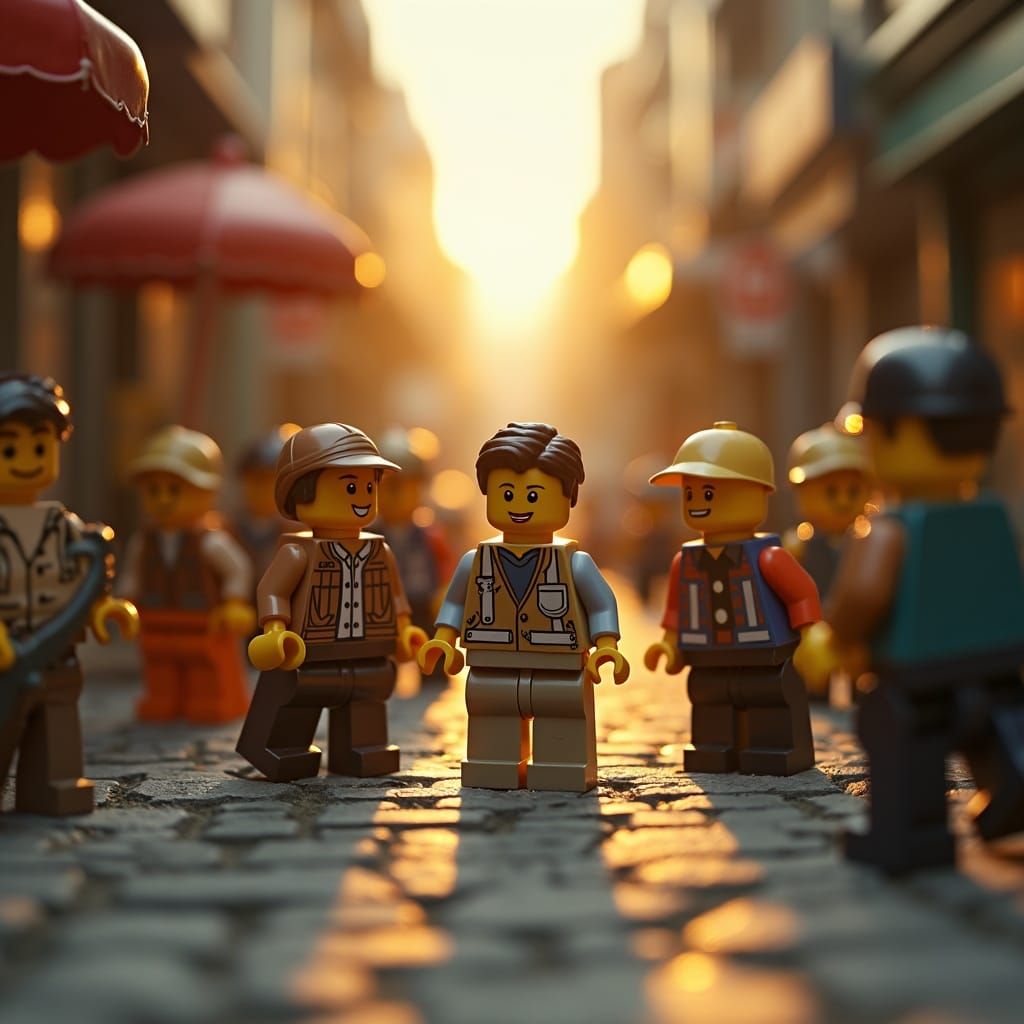 Lego Minifigures in Hyperrealistic City Scene