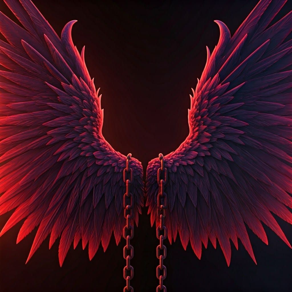 Chained Demon Wings in Virtual Reality Style