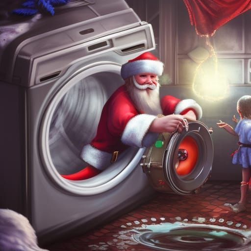 Santa's Laundry Mishap: A Matte Painting