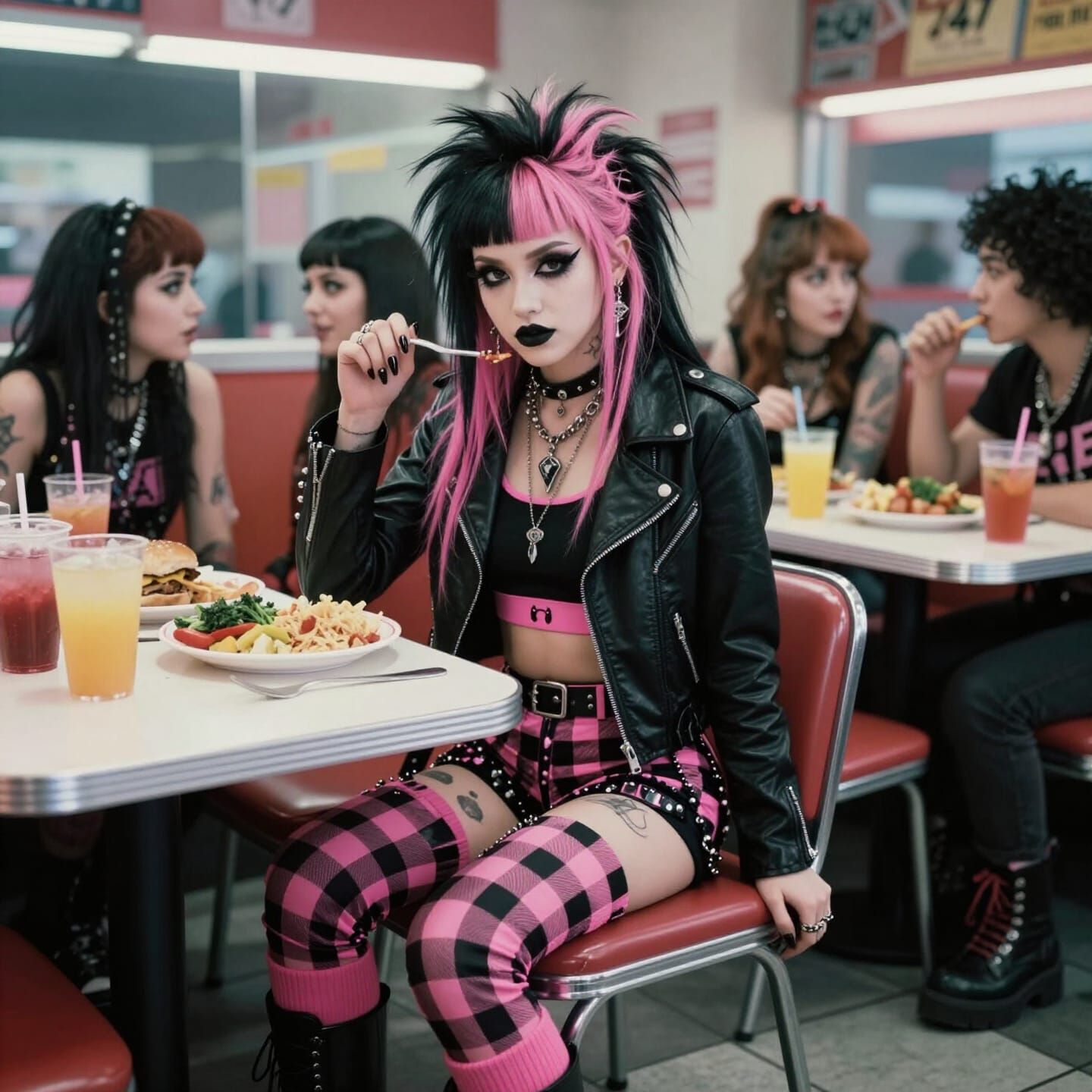 Punk Girl in LA Diner: Cinematic Film Still