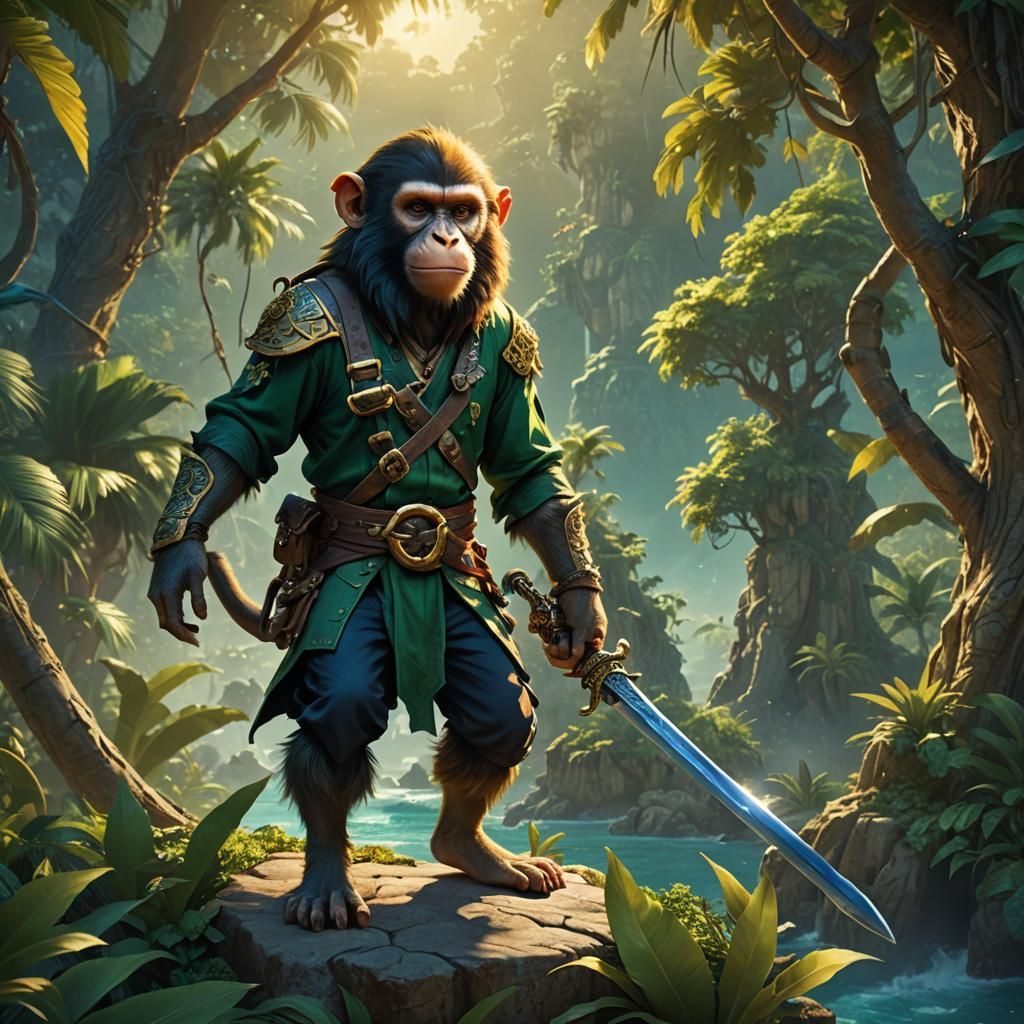 Monkey Pirate on Mystical Island: Fantasy Concept Art